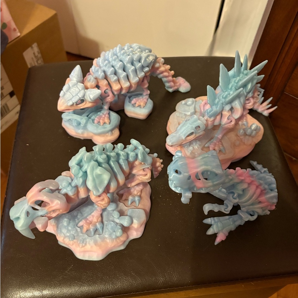 Pastel Glow Dinosaur skeleton collection 3d printed